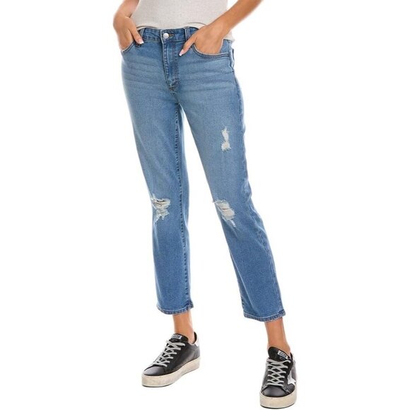Joe's Jeans Mid-Rise Distressed Tomboy Slim Jeans Pockets Blue Women Size 25 NWT - Picture 1 of 12